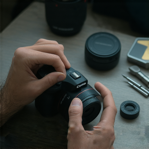 專業相機維修服務，幫助您的相機重新運作，重拾拍攝光彩。圖片展示技術人員檢查和維修相機，強調我們的專業技術與服務質量。