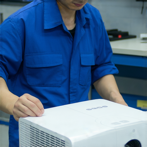 Xiaomi投影機故障維修專業服務，技術人員正在檢查設備，確保讓用戶的視界重現精彩體驗，提供高效和可靠的維修方案。