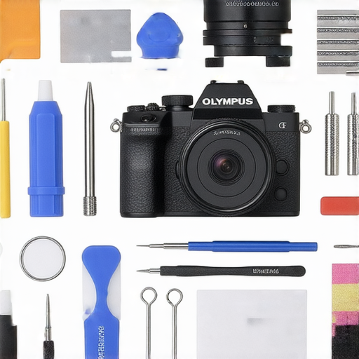 奧林巴斯相機維修秘訣圖示，顯示專業工具及修理步驟，幫助用戶解決常見問題，讓相機性能恢復至最佳狀態，提升攝影體驗。