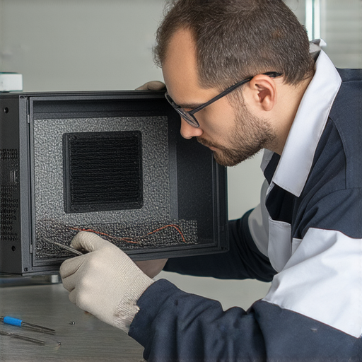 Q3投影機顯示屏變黑的故障診斷圖，專業維修技師檢查投影機內部，説明為何投影機一夜之間失去影像，提供解決方案和維修技巧。