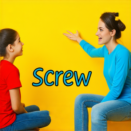 爆炸性學習課程海報，展示外籍教師教授螺絲的英文，學生專注地參與一對一教學，背景色彩明亮，表達出學習的樂趣與互動。