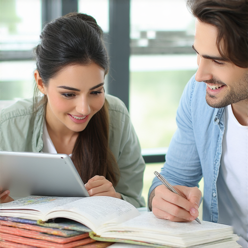 外籍英文老師與學生一對一教學場景，專注互動，提升英語能力，讓學生在輕鬆的環境中快速學習，立即體驗英語飛躍的魅力，享受個性化教學效果。