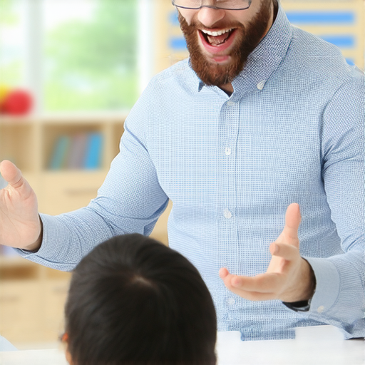 一位外籍英文老師與學生進行一對一的專業教學，學生專注聆聽，老師熱情講解，教室環境明亮，體現突破語言障礙的有效學習方式，讓學習者更加流利地說英語。