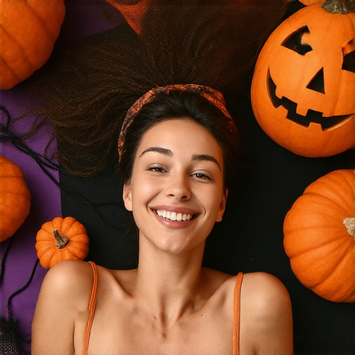 辭職後的自拍，展現自信與自由，背景是萬聖節裝飾，充滿趣味。透過這張圖片揭開生活中的趣味和興趣，讓生活更加精彩。