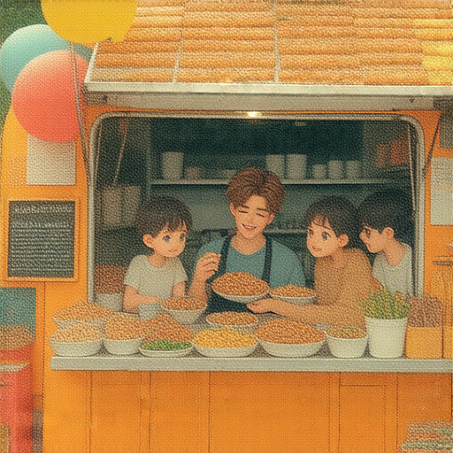 揭秘餐車背後的英語課程，外籍老師一對一教學，提升你的口語能力，立即預約，享受美食與學習的樂趣，背景為餐車與學生互動情景。