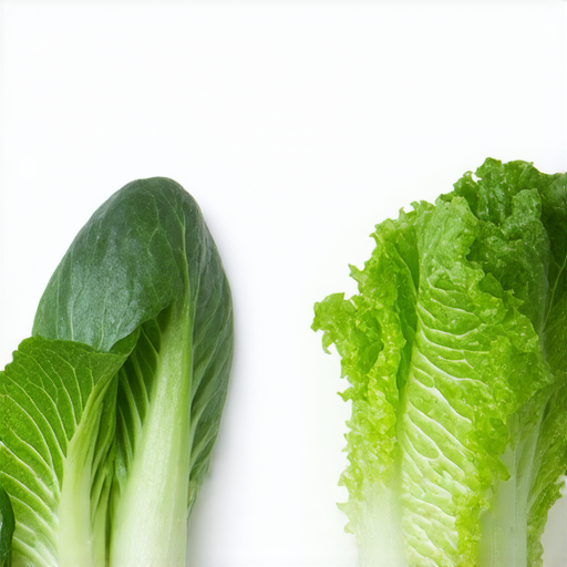 娃娃菜與油麥菜的對比圖片，展示它們的鮮豔色彩和新鮮質地，背景是健康飲食的環境，強調這兩種蔬菜的營養價值及能量提升效果，吸引人每天享用。