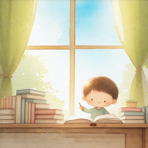 孩子在晴朗的日子裡學習英語，與外籍老師進行一對一教學，探索英語夢想的奇妙旅程，提升語言能力，開啟無限可能的畫面。