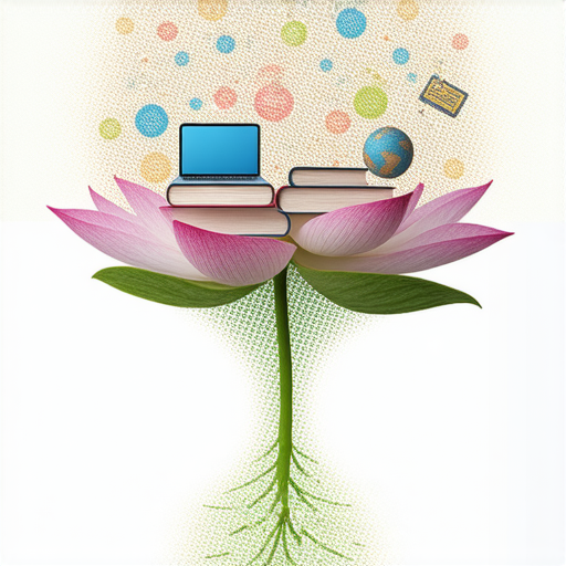 揭開英文學習的秘密，層層深入的蓮藕象徵，展示快速掌握英文的方法，圖片中包含學習工具與資源，凸顯有效的學習策略與實用技巧，啟發學習者探索新知。