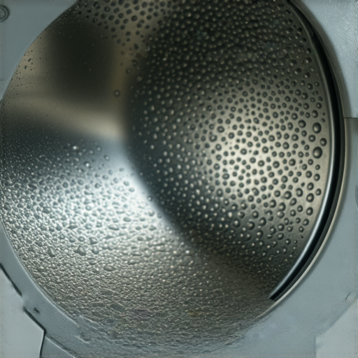 洗衣機底部漏水的圖片，顯示LG洗衣機底部的水漬和潤濕痕跡，解釋漏水的原因，提醒使用者檢查洗衣機的水管和密封性，以避免進一步損壞和問題發生。