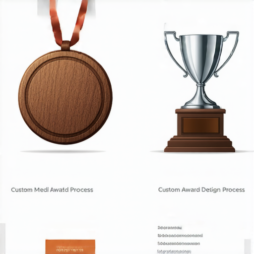 專屬獎牌設計過程中的木獎牌與金屬獎項，展示定制選項和價格細節，突顯獨特性與創意，適合各類活動與競賽的獎項選擇。