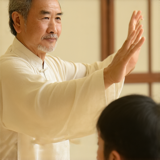 耍太極學英文的外籍老師一對一教學，學生專注練習，互動生動，提升語言能力，結合運動與學習，實現更有效的語言學習方案。