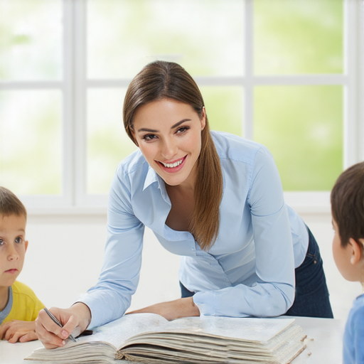 外籍老師一對一英語教學場景，學生正專心學習，有效打破語言障礙，鼓勵學習者不再逃避，提升英語能力，體驗充實的學習過程。