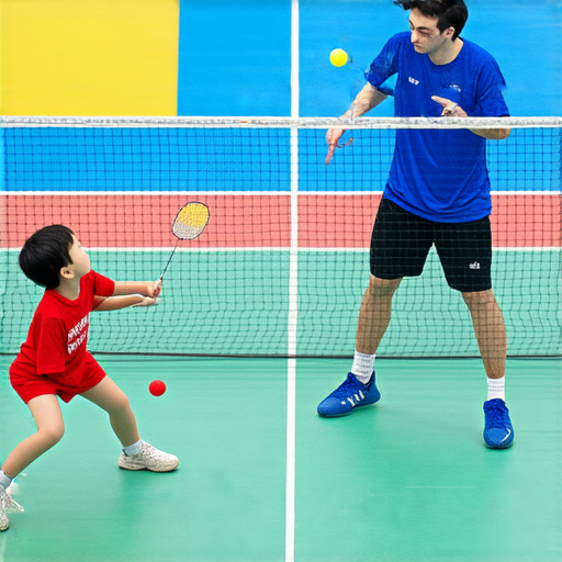 探索羽球世界的英文術語，外籍老師一對一教學，提升英語技巧的學習過程，展示羽球運動的動態場景及學習氛圍。