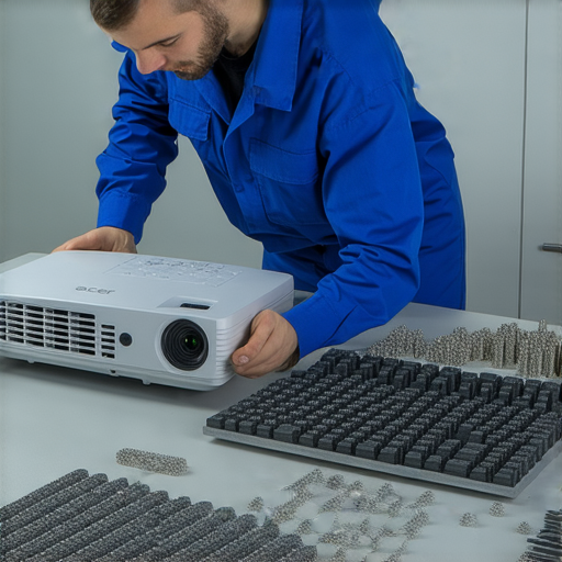 Acer投影機故障維修服務專業人員正在檢查投影機，確保快速修復，讓影像清晰再現，重拾觀影樂趣，適合有投影機問題的用戶尋求專業協助。
