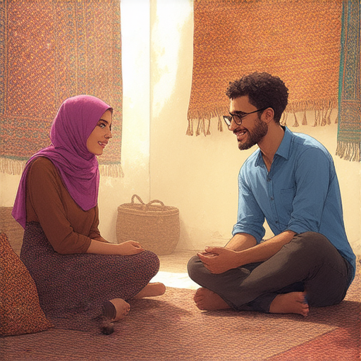 一位外籍英文老師正在教授學生索馬里文化，背景有索馬里傳統元素，展示學習者一對一互動學習語言的情境，開啟全新的語言之旅，探索多樣文化。