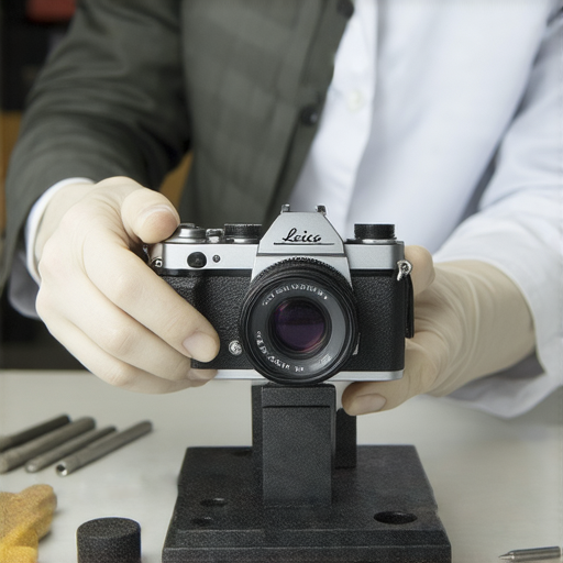 Leica相機對焦調整過程，維修專業人員專注於檢查和維護，提升拍攝效果，揭開對焦秘訣，確保每一張照片的完美清晰度。