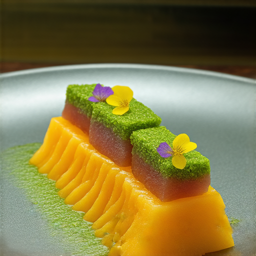 工程師利用小米和山藥創造獨特美食的過程，展示烹飪技巧與科技結合，色彩鮮艷的食材擺盤，呈現出美味與技術的完美融合。