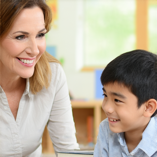 一對一外籍老師正在指導學生進行英文對話，學習氛圍輕鬆愉快，學生專注聆聽，提升英文爆發力，開啟流利對話之旅，展現學習效果。