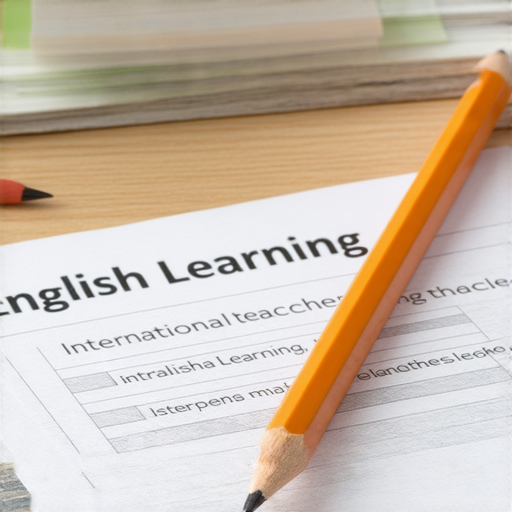 鉛芯筆放置在英語學習材料旁，外籍老師一對一教學，學生聚精會神學習，展示鉛芯筆在提升英文學習中的重要性，突顯專業教學環境。