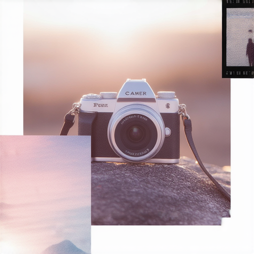 即影即有相機系列產品展示，展現夢幻瞬間的拍攝效果，專業維修服務標誌，強調無憂攝影體驗，吸引攝影愛好者及潛在顧客，提供高品質攝影解決方案。