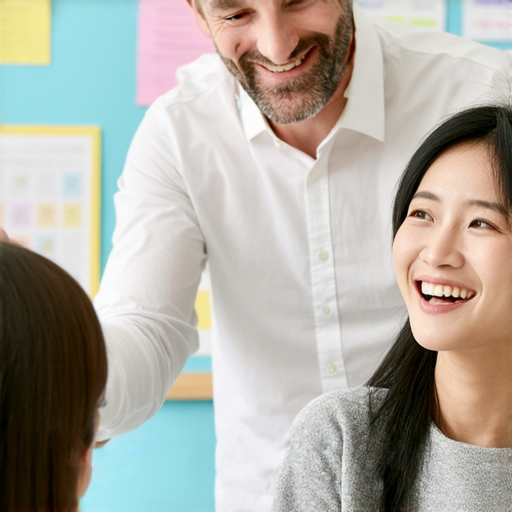 外籍老師一對一教學場景，學生專注學習英文，交流互動自然，提升語言能力，讓英文學習變簡單，感受輕鬆有趣的學習過程，適合各年齡層。