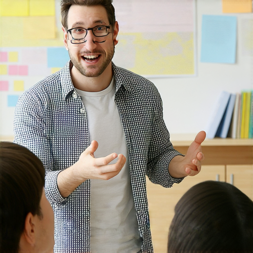 外籍英文老師在課堂上互動教學，學生積極參與，背景展示語言學習資源，提升學習興趣和效果，快來體驗我們的外籍英文老師教學，開啟全新學習旅程！