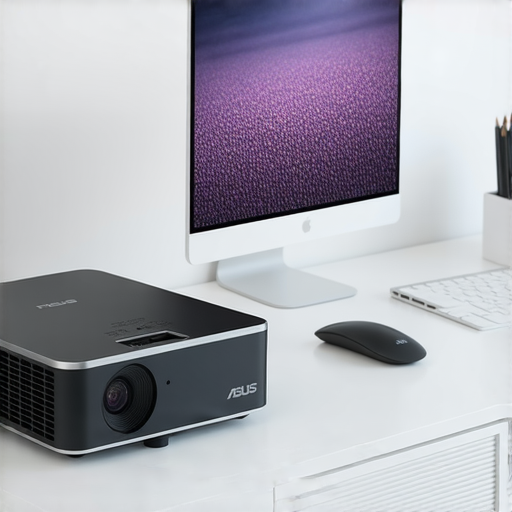 ASUS P3B 便攜式投影機展示，配備高清投影功能，適合隨時隨地分享精彩瞬間，還提供專業維修服務，滿足用戶的需求，提升生活質量。