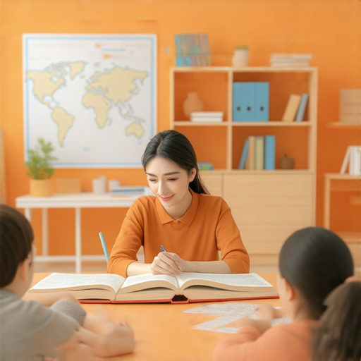 橙英文平台展示外籍教師與學生一對一互動學習的場景，學生專注學習，提升英文能力，體驗生動的課堂環境，促進語言交流和文化理解。