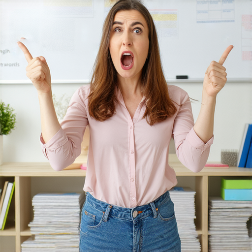 學會用英文罵髒話的外籍老師一對一授課場景，學生專注學習必備技巧，背景展示相關的英文髒話教材與學習工具，帶來有趣又實用的語言學習體驗。