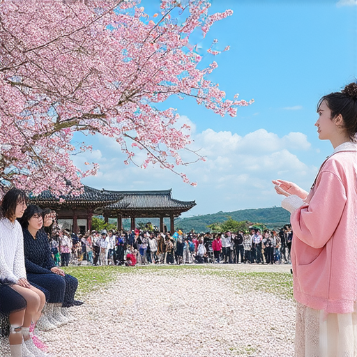 櫻花與蝦的美麗場景，外籍老師在帶領學生探索英語學習的奇蹟，報名一對一課程，享受專業指導，提升英語能力與文化體驗。