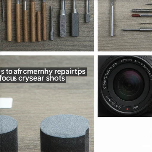 相機對焦失準的問題，展示維修工具與技巧，背景為清晰的拍攝範例，說明如何改善對焦效果，讓每一拍都清晰無比，提供維修秘訣。