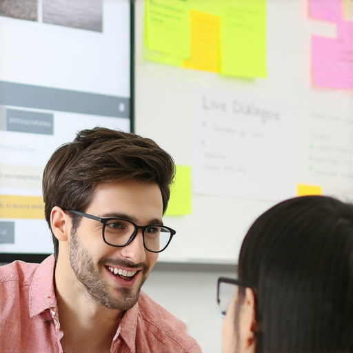 外籍老師一對一教學場景，學生專注於練習口語，背景顯示直播課程的界面，強調掌握直播英文的互動學習方式，提升實用英語能力。