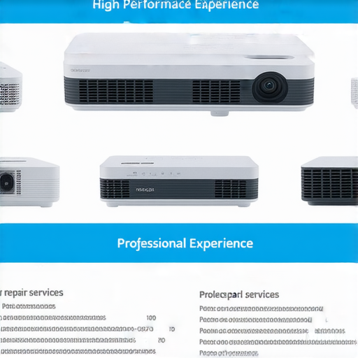 高CP投影機推薦內容圖片，展示多款高性能投影機選擇，強調其性價比優勢，同時介紹專業維修服務，吸引消費者體驗最佳影視效果。