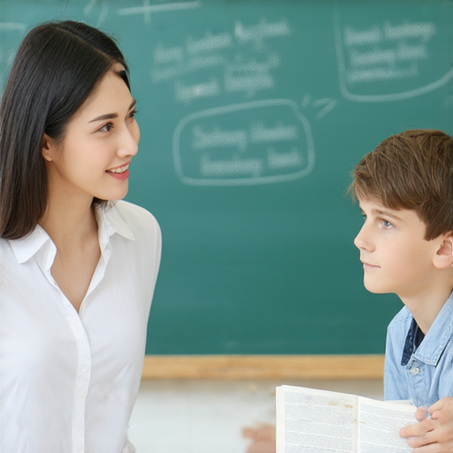 外籍老師一對一英文教學的場景，學生專注學習，外籍教師耐心指導，兩人之間交流互動，展現短暫學習的強大力量，立即提升英語能力，探索更有效的學習方式。