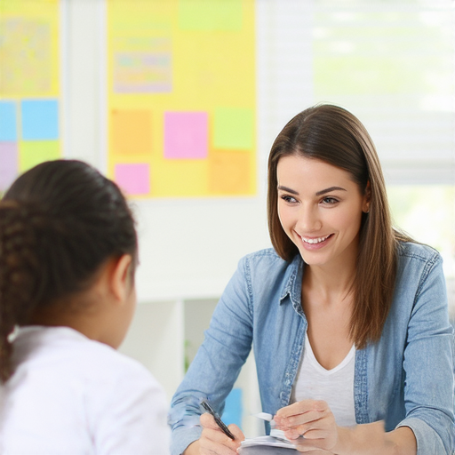 琉璃光院外籍老師一對一教學場景，學生專注學英文，教室內明亮舒適，提升語言能力的學習環境，激發學習興趣和交流能力。