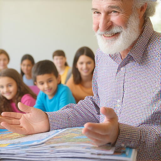 爺爺外公英語學習課程，外籍老師與學員互動場景，學生專心學習，歡樂的教學氛圍，提升語言交流能力，適合所有年齡層的人士。