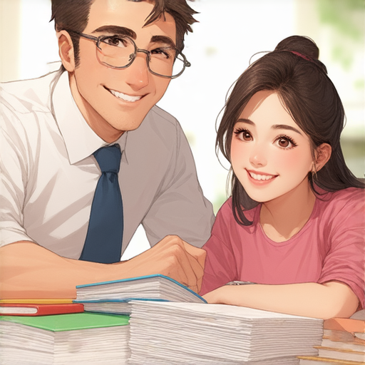 一位外籍英文老師與學生進行一對一英語學習，桌上擺有學習資料和筆記，創造輕松愉快的學習氛圍，邀請學生立即體驗提升英語能力的課程。