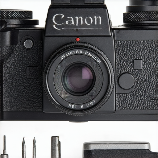 Canon旁軸相機維修秘訣，展示相機內部組件與維修工具，適合攝影愛好者學習如何恢復舊相機運作，讓珍貴回憶重現。