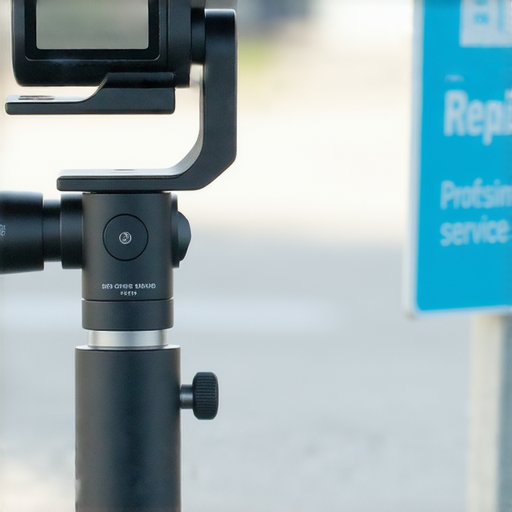 專業相機穩定器展示，強調穩定拍攝的技巧與效果，附近提供專業維修服務的資訊，吸引攝影愛好者與專業人士探索最佳拍攝解決方案。