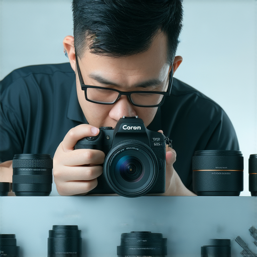 相機維修專業服務，展示技術人員正在細心檢查數位相機，工具齊全，背景清晰，揭示相機維修過程的秘密，幫助拯救你的相機，提升拍攝體驗。