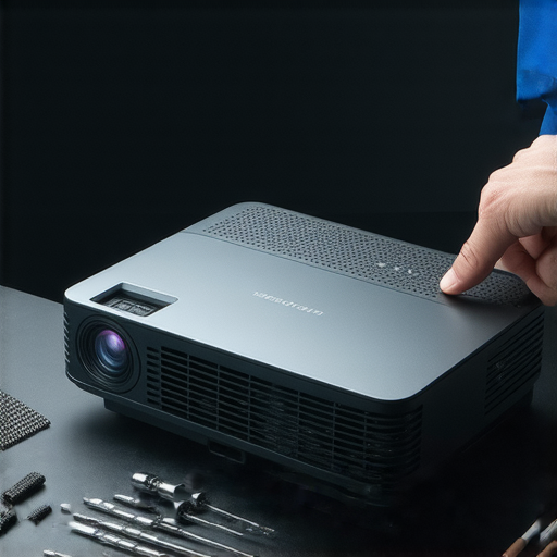 神秘的S9無線投影機故障圖片，展示專家檢查設備故障情況，維修工具和零件在桌上，說明維修專家如何迅速拯救投影機，提升觀影體驗。