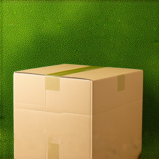 瓦楞紙箱展示其環保特性，強調可回收性和可持續性，背景顯示綠色植被，传达保護環境的重要性，適合提升你的英文技巧和環保意識。