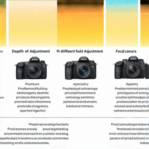 數碼相機的景深調整示意圖，展示如何利用不同光圈和焦距增強攝影效果，提升攝影技巧，同時附上專業維修服務資訊，強調攝影愛好者必備知識。