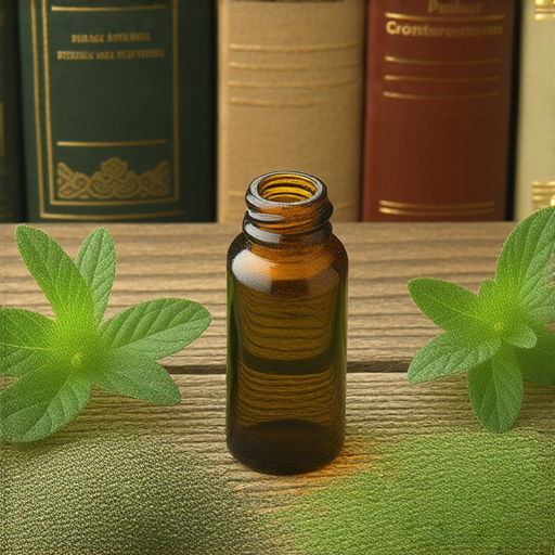 精油瓶與各種草本植物擺放在桌上，背景是學習英文的書籍，象徵著精油的神奇療癒力與學習英文結合，提升生活質量，讓生活更香。