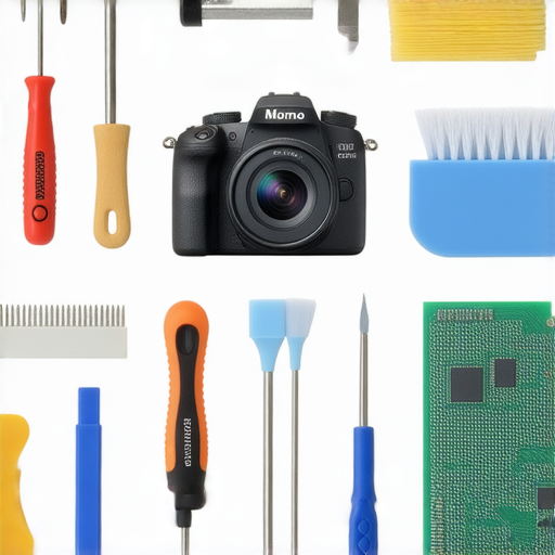 超高解像數碼相機維修秘訣圖示，展示專業攝影師必備工具和維修步驟，幫助延長相機使用壽命及提升拍攝效果，適合攝影愛好者參考。