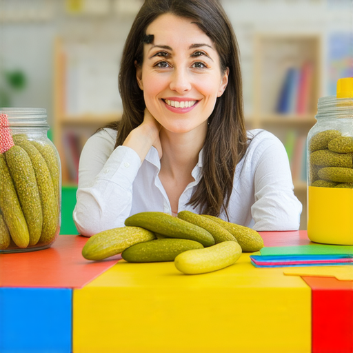 揭秘醃黃瓜的英文魅力，一位專業外籍老師正與學生一對一互動，豐富的學習環境和美味的醃黃瓜吸引著學員報名參加課程，提升語言能力。