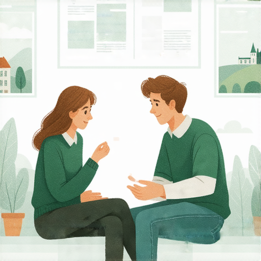 探索愛爾蘭的英文學習課程，學生與外籍老師一對一交流，提升語言能力與自信心的場景，背景有愛爾蘭文化元素，激發學生學習熱情。