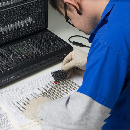 音量調節器故障的音響維修過程，技術人員專業檢查設備，展示維修工具和零件，旁邊擺放著修理手冊，彰顯專業維修服務的重要性和高效性。