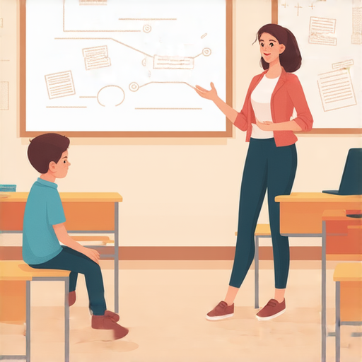 揭開英文學習隱患的圖片，展示外籍老師與學生一對一互動的情景，強調語言困境的解決方案，助你提升英文能力，輕鬆學習。