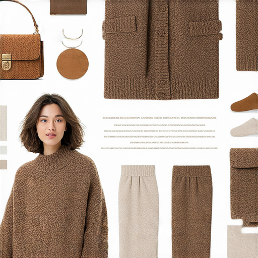 針織外套時尚穿搭示範，展示各種搭配風格與配件，提升穿著魅力，旁邊有外籍老師指導，強調學習英文的重要性，邀請人們一起探索時尚與語言的結合。